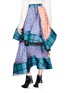 Back View - Click To Enlarge - ESTEBAN CORTAZAR - 'Flamenco' mixed print satin patchwork skirt
