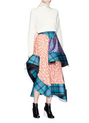 Figure View - Click To Enlarge - ESTEBAN CORTAZAR - 'Flamenco' mixed print satin patchwork skirt