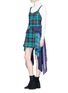 Figure View - Click To Enlarge - ESTEBAN CORTAZAR - 'Scarf' mixed print satin sash drape denim dress