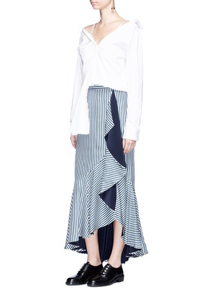 Figure View - Click To Enlarge - HELLESSY - 'Daffodil' ruffle stripe silk twill midi skirt