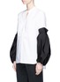 Front View - Click To Enlarge - HELLESSY - 'Tennant' puff sleeve colourblock tuxedo shirt