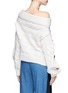 Back View - Click To Enlarge - HELLESSY - 'Dorian' one-shoulder button sleeve cable knit sweater
