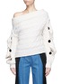 Main View - Click To Enlarge - HELLESSY - 'Dorian' one-shoulder button sleeve cable knit sweater