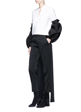 Figure View - Click To Enlarge - HELLESSY - 'Palmetto' tuxedo tail satin cigarette pants