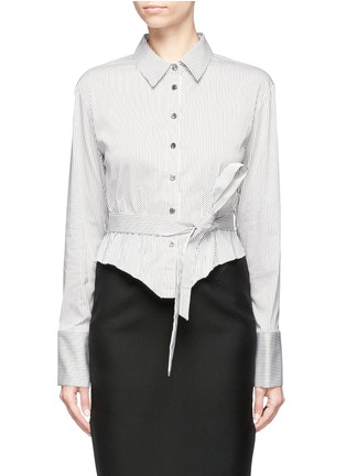 Main View - Click To Enlarge - TOME - Stripe poplin belted corset shirt