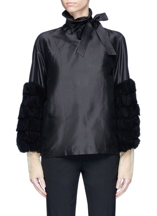Main View - Click To Enlarge - TOGA ARCHIVES - Frayed chiffon sleeve silk shantung blouse