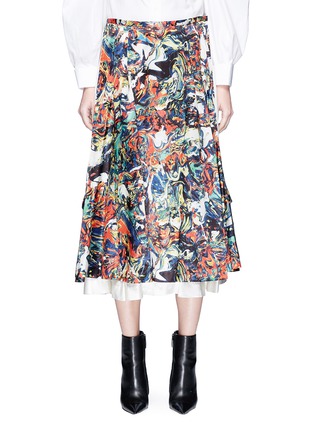 Main View - Click To Enlarge - TOGA ARCHIVES - Cutout side swirl print satin midi skirt