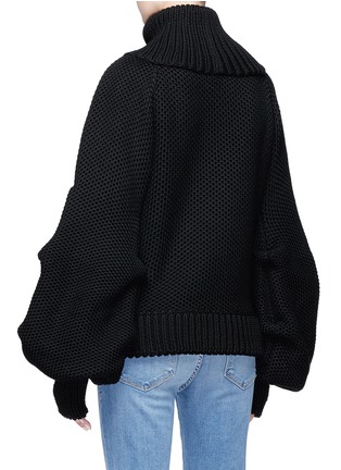 Back View - Click To Enlarge - 73052 - 'Irina' turtleneck puff sleeve wool sweater