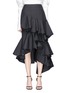 Main View - Click To Enlarge - 73052 - 'Bedunia' sequin trim ruffle pinstripe wool suiting skirt