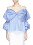 Main View - Click To Enlarge - 73052 - 'Carvan' bow off-shoulder ruffle sleeve top