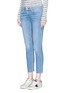 Front View - Click To Enlarge -  - 'Ankle Skinny' frayed cuff cropped jeans