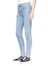 Front View - Click To Enlarge - RAG & BONE - Frayed piped outseam high rise skinny jeans