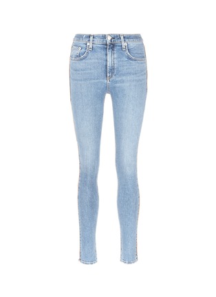 Main View - Click To Enlarge - RAG & BONE - Frayed piped outseam high rise skinny jeans