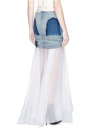 Back View - Click To Enlarge - MATICEVSKI - 'Humanise' deconstructed denim overlay voile maxi skirt