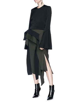 Figure View - Click To Enlarge - MATICEVSKI - 'Inductor' ruffle panelled gabardine pencil skirt
