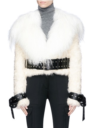 Main View - Click To Enlarge - MONSE - Belted lamb and goat fur jacket