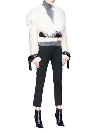 Figure View - Click To Enlarge - MONSE - Belted lamb and goat fur jacket