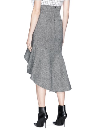 Back View - Click To Enlarge - MONSE - Asymmetric drape wool herringbone skirt