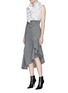 Figure View - Click To Enlarge - MONSE - Asymmetric drape wool herringbone skirt
