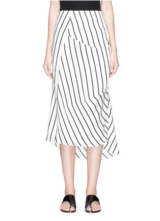Main View - Click To Enlarge - BASSIKE - Asymmetric hem stripe herringbone pencil skirt