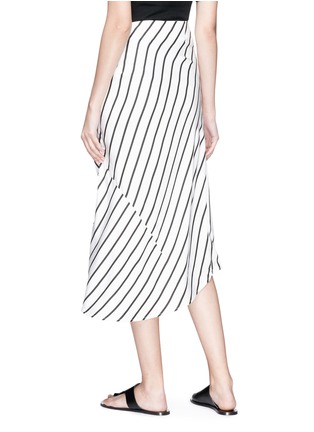 Figure View - Click To Enlarge - BASSIKE - Asymmetric hem stripe herringbone pencil skirt