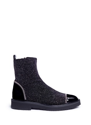 Main View - Click To Enlarge - 73426 - 'Hilary' glitter velvet and leather ankle boots
