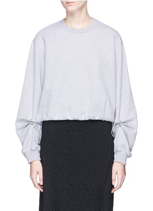 Main View - Click To Enlarge - 3.1 PHILLIP LIM - Pierced ruched sleeve French terry sweatshirt