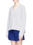 Front View - Click To Enlarge - 3.1 PHILLIP LIM - Reversed high-low wool-yak rib knit sweater