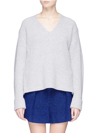 Main View - Click To Enlarge - 3.1 PHILLIP LIM - Reversed high-low wool-yak rib knit sweater