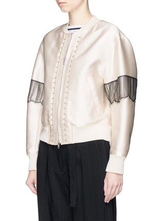 Front View - Click To Enlarge - 3.1 PHILLIP LIM - Lace trim satin bomber jacket