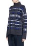 Front View - Click To Enlarge - 3.1 PHILLIP LIM - Tie side split check plaid rib knit sweater