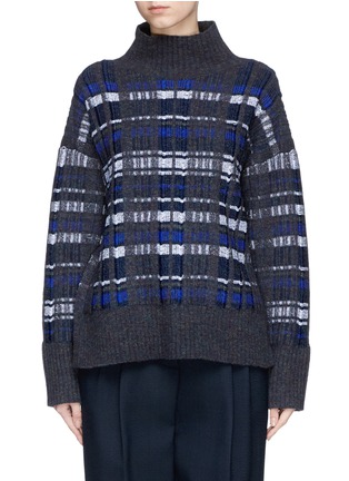 Main View - Click To Enlarge - 3.1 PHILLIP LIM - Tie side split check plaid rib knit sweater