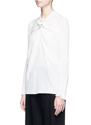 Front View - Click To Enlarge - 3.1 PHILLIP LIM - Ring embellished rib knit sleeve silk top