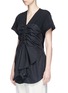Front View - Click To Enlarge - 3.1 PHILLIP LIM - Ruched front jersey yoke poplin top