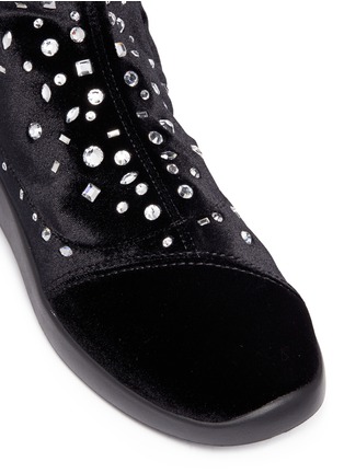 Detail View - Click To Enlarge - 73426 - Glass crystal embellished velvet ankle boots