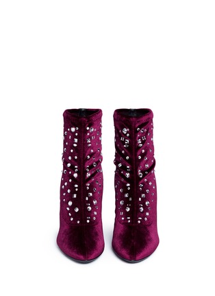 Front View - Click To Enlarge - 73426 - 'Bimba' embellished velvet ankle boots