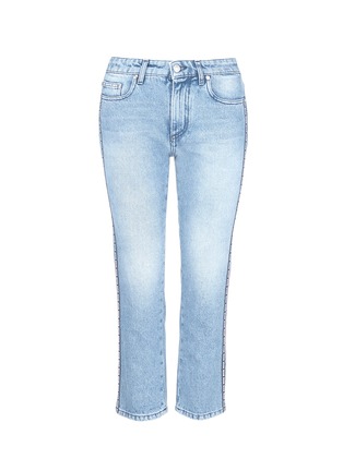 Main View - Click To Enlarge - MSGM - Logo stripe outseam skinny jeans