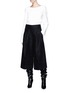 Figure View - Click To Enlarge - ROKSANDA - 'Lucil' wide leg cropped twill pants