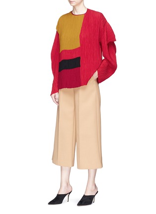 Figure View - Click To Enlarge - ROKSANDA - 'Damo' colourblock plissé pleated crepe top