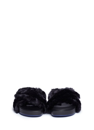 Front View - Click To Enlarge - FIGS BY FIGUEROA - 'Figomatic' faux fur slide sandals