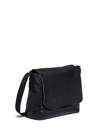 Detail View - Click To Enlarge - MEILLEUR AMI PARIS - Basketweave leather messenger bag