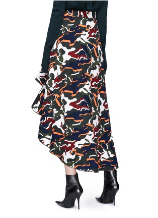 Figure View - Click To Enlarge - DION LEE - 'Artillery' camouflage print asymmetric ruffle maxi skirt