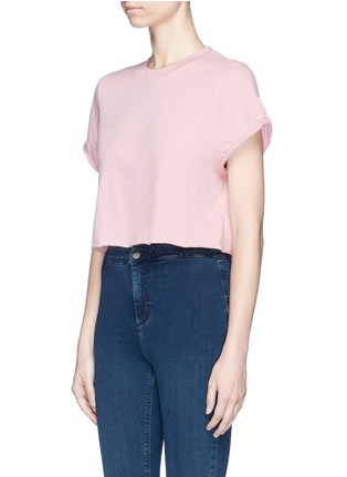 Front View - Click To Enlarge - TOPSHOP - Rolled edge cropped T-shirt