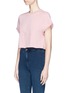 Front View - Click To Enlarge - TOPSHOP - Rolled edge cropped T-shirt