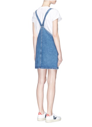 Back View - Click To Enlarge - TOPSHOP - 'MOTO' tulip embroidered denim pinafore dress