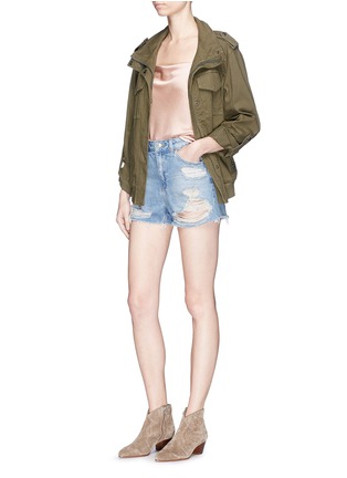 Figure View - Click To Enlarge - TOPSHOP - Distressed denim mom shorts