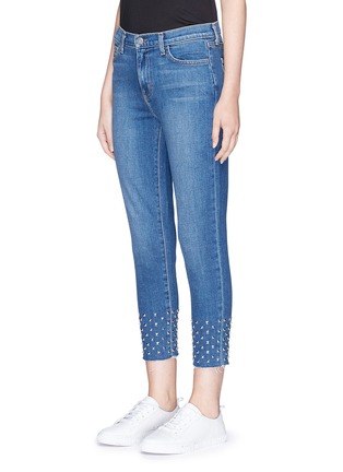 Front View - Click To Enlarge - L'AGENCE - 'Angelique' studded cuff cropped jeans