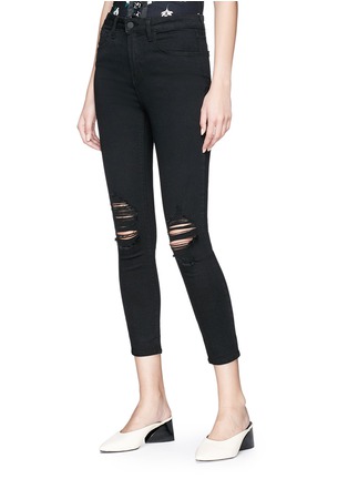 Front View - Click To Enlarge - L'AGENCE - 'Margot' distressed cropped skinny jeans