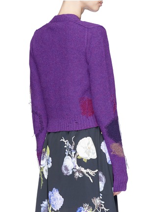 Back View - Click To Enlarge - ACNE STUDIOS - 'Lysa' fringe intarsia patch cropped wool cardigan
