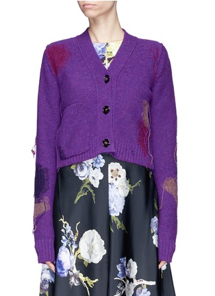 Main View - Click To Enlarge - ACNE STUDIOS - 'Lysa' fringe intarsia patch cropped wool cardigan